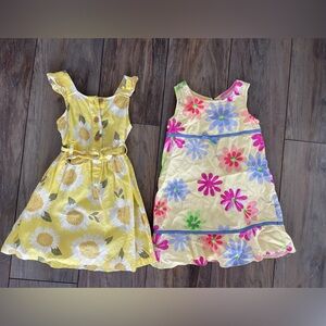 Two spring summer dresses for girls size 4T yellow floral Carter’s & Bonnie Jean